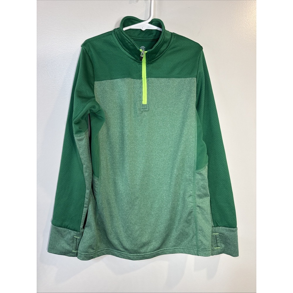 Champion Green Quarter Zip Pullover Top Kids M 8-10 Athletic Wear Long‎ Sleeve